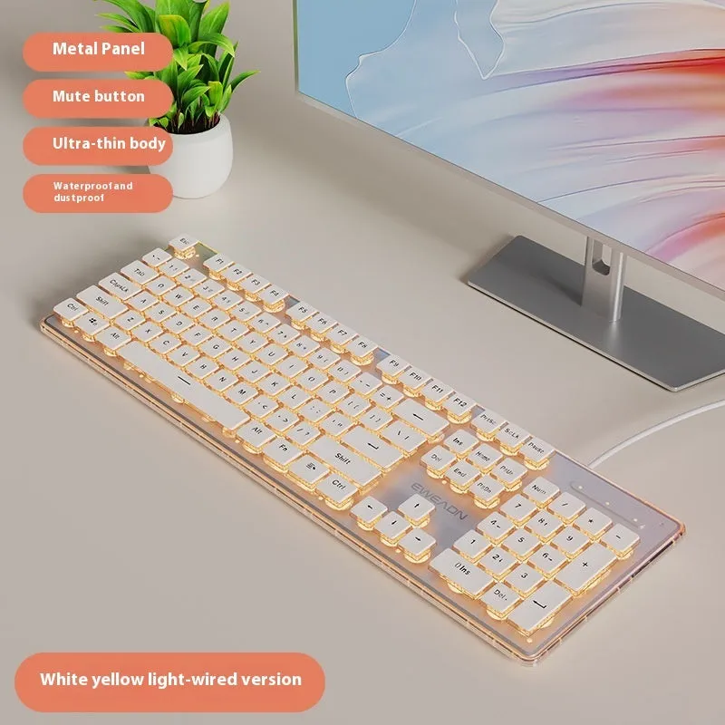 Prewalker V3 wired mechanical-feel keyboard and mouse set in retro green colour on a desk.