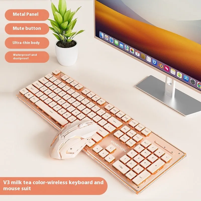 Prewalker V3 wired mechanical-feel keyboard and mouse set in retro green colour on a desk.