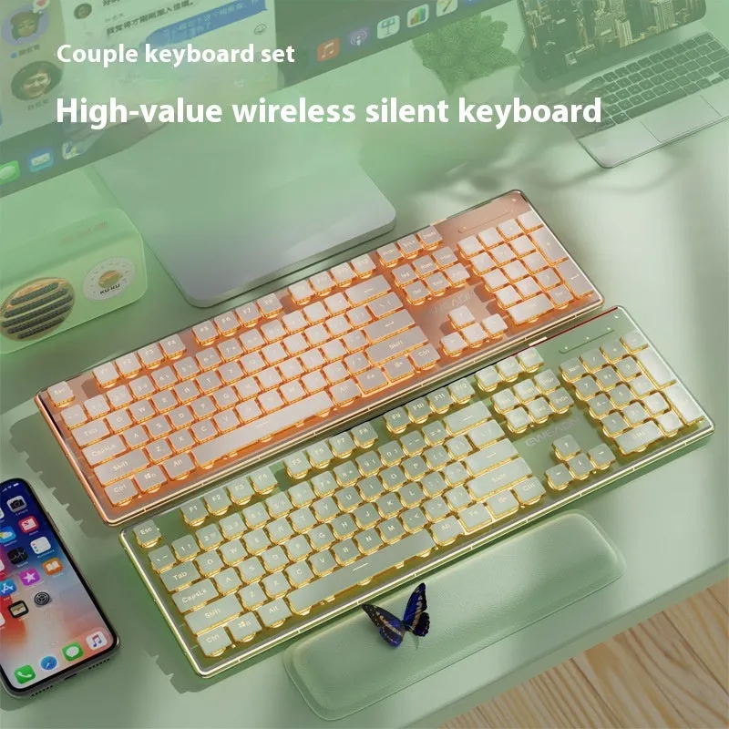 Prewalker V3 wired mechanical-feel keyboard and mouse set in retro green colour on a desk.