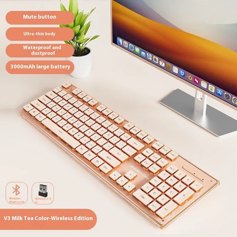 Prewalker V3 wired mechanical-feel keyboard and mouse set in retro green colour on a desk.
