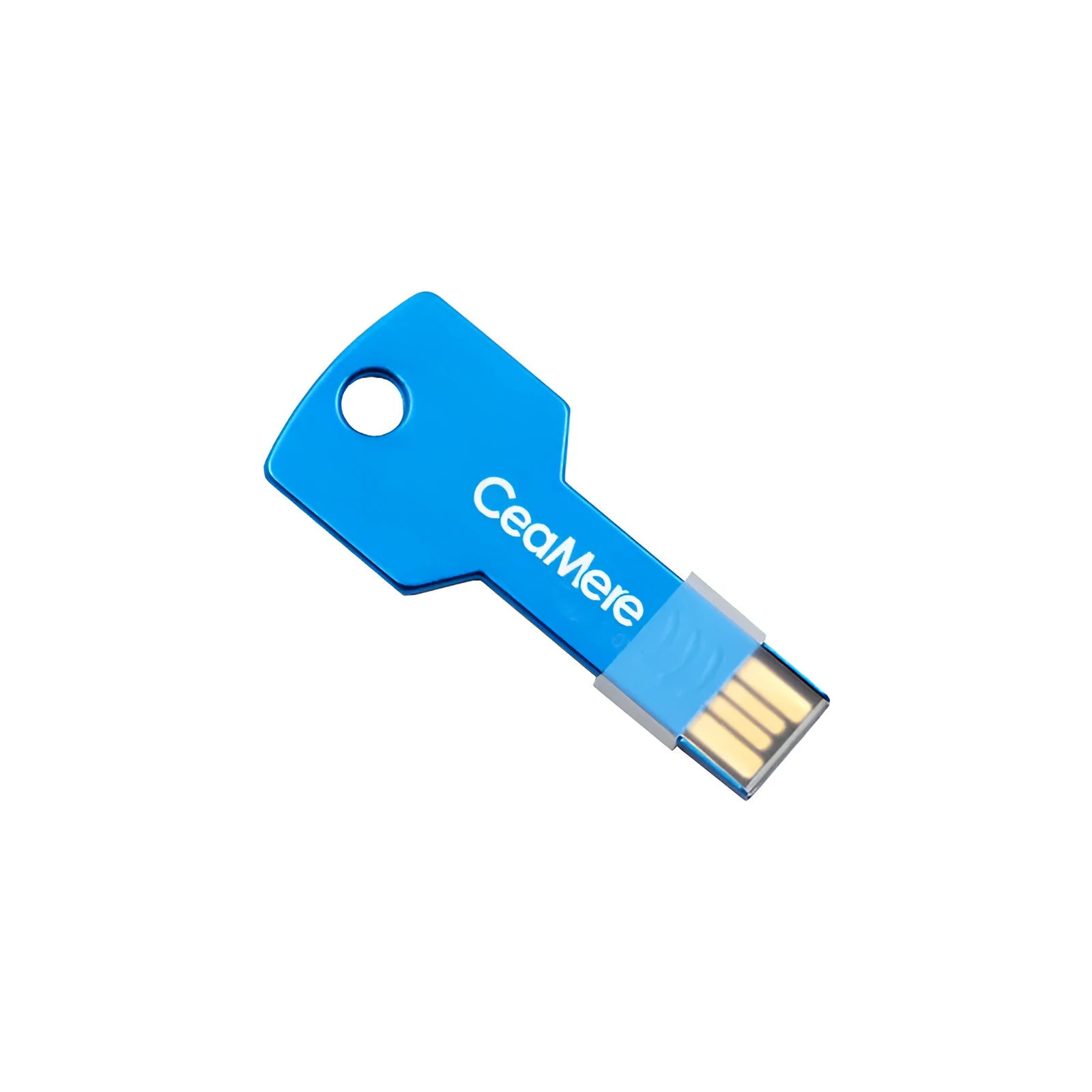 Personality key USB flash drive with metal shell in multiple colours including black and blue