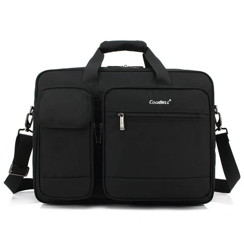 Portable tablet bag 17.3 inches waterproof Oxford cloth Black with multiple compartments and rear file bag