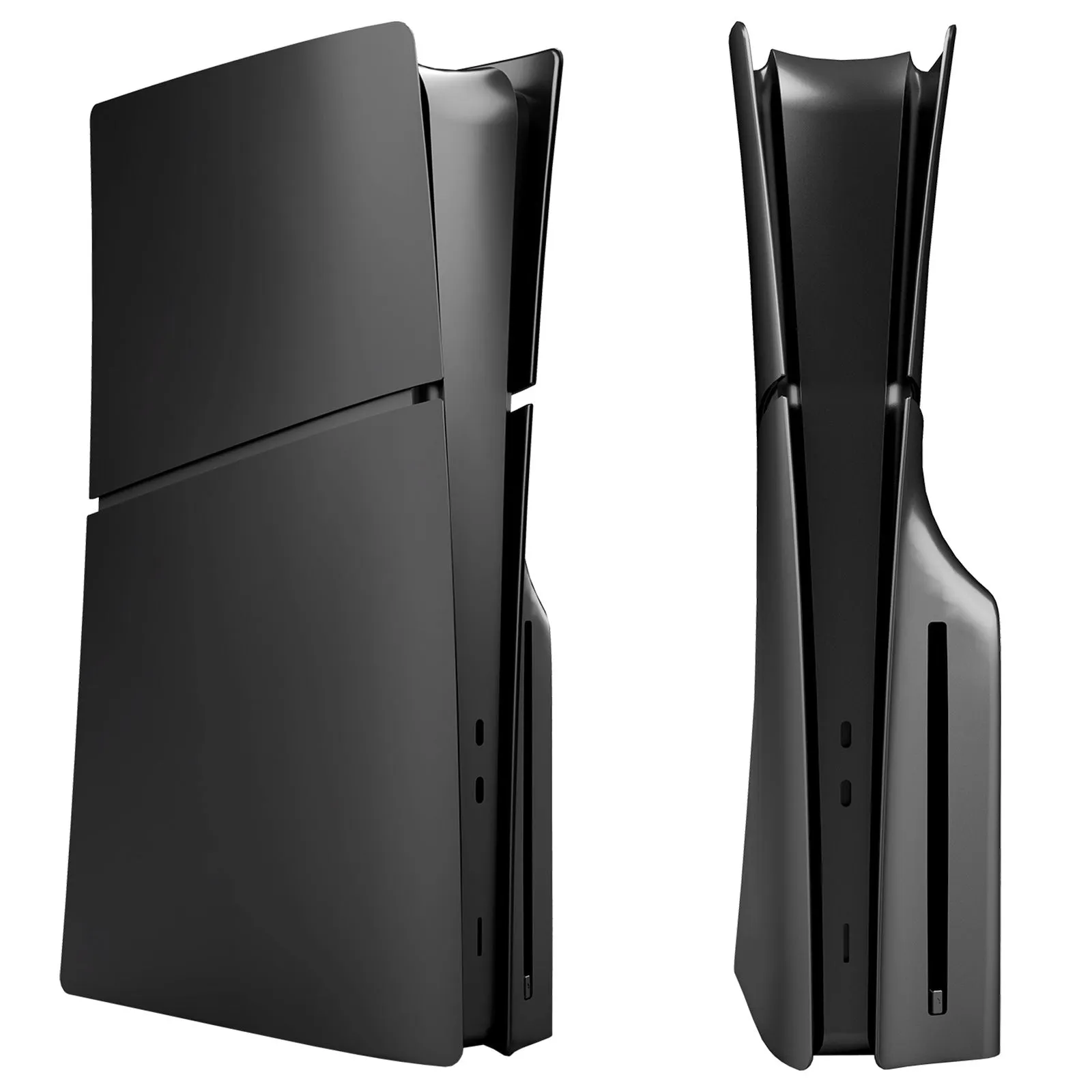 PS5 Slim replacement shell set in ABS plastic, shown in various colours like blue and silver.