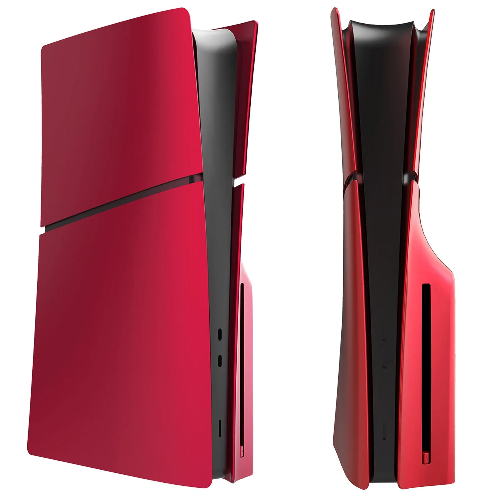 PS5 Slim replacement shell set in ABS plastic, shown in various colours like blue and silver.