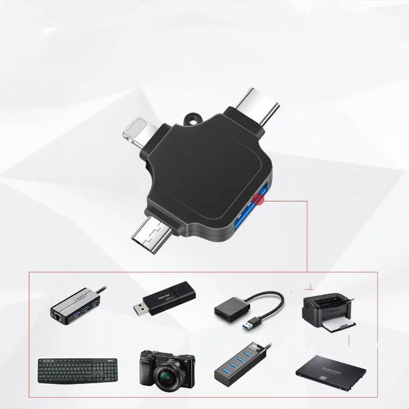OTG adapter Type-C three-in-one converter metal and plastic shell options with lanyard and box packaging