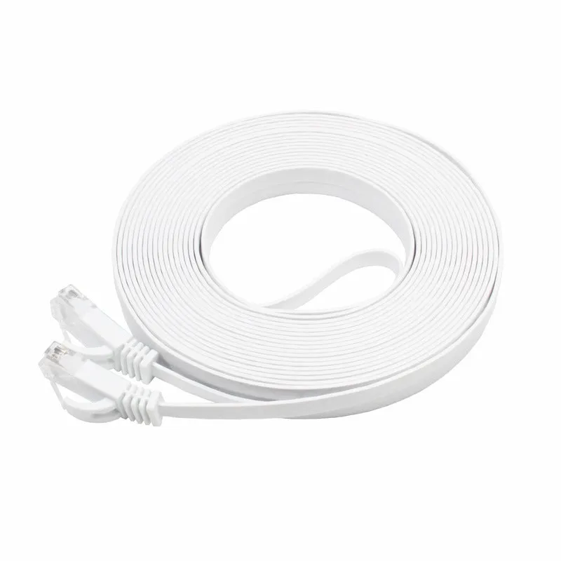CAT6 unshielded flat network cable 0.5m in white with RJ45 connectors for router broadband