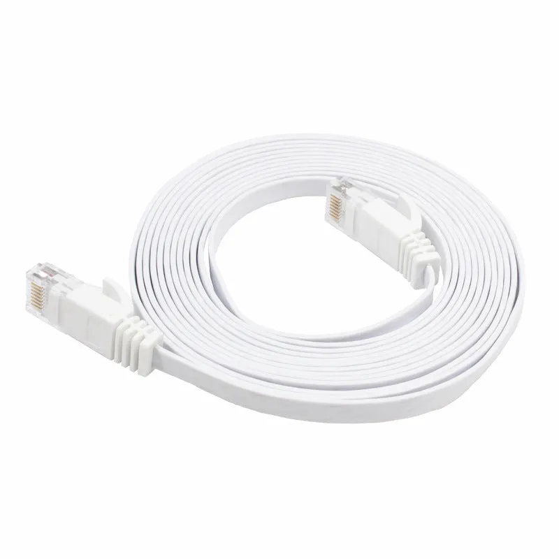 CAT6 unshielded flat network cable 0.5m in white with RJ45 connectors for router broadband