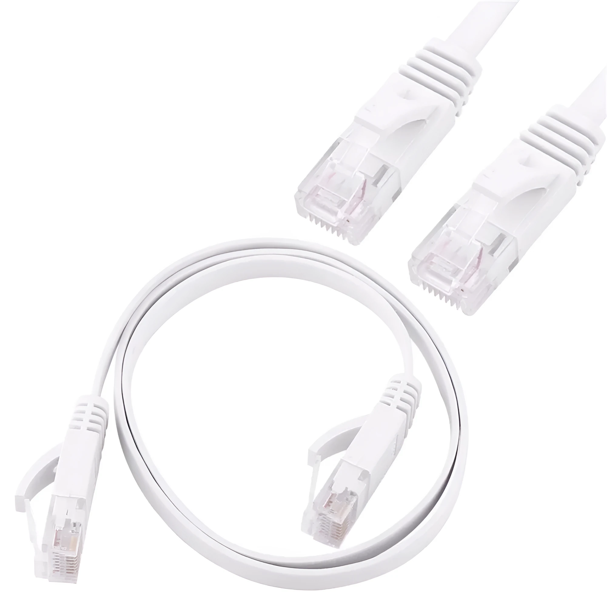 CAT6 unshielded flat network cable 0.5m in white with RJ45 connectors for router broadband