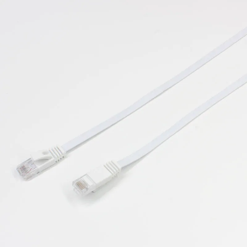 CAT6 unshielded flat network cable 0.5m in white with RJ45 connectors for router broadband