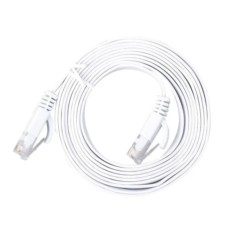 CAT6 unshielded flat network cable 0.5m in white with RJ45 connectors for router broadband
