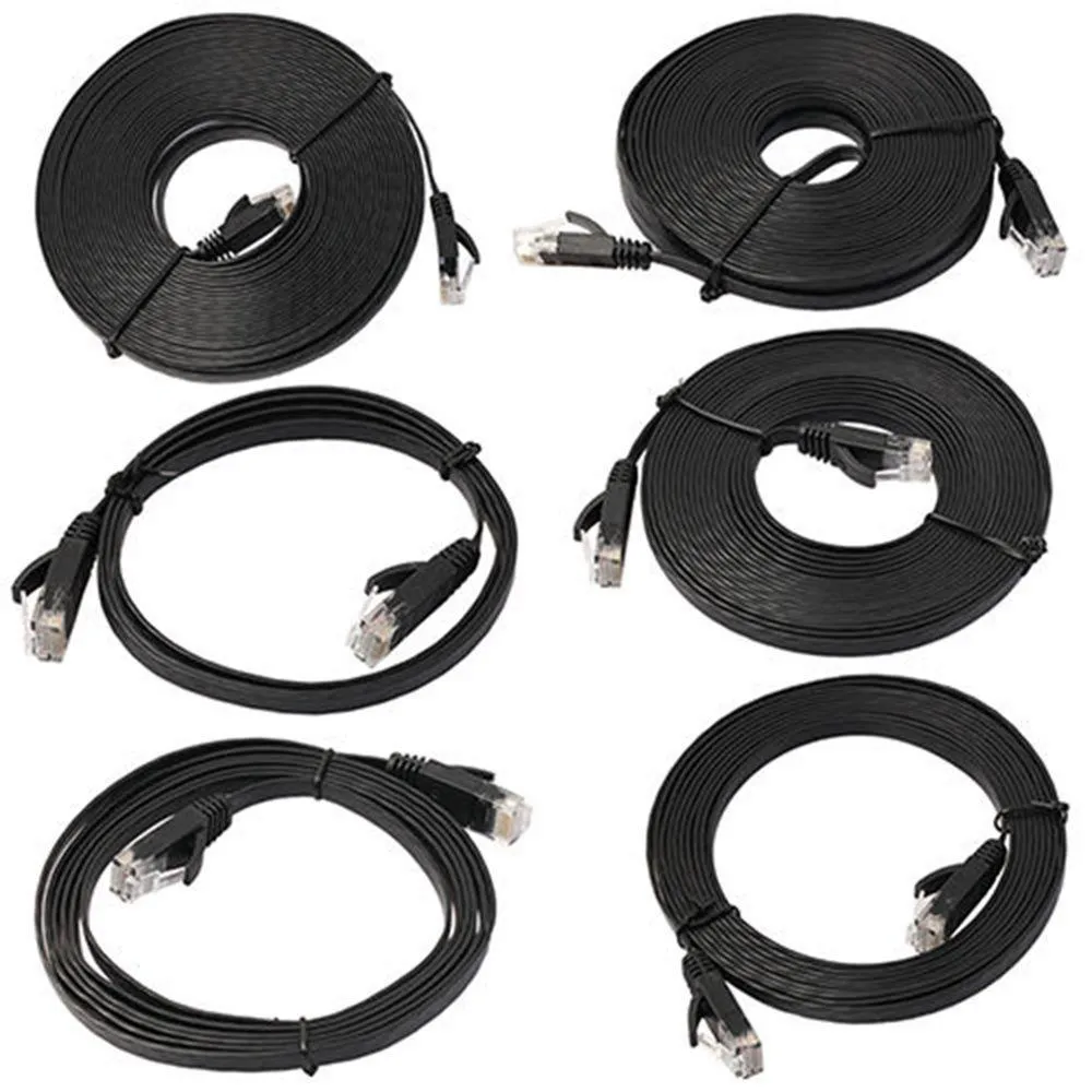 CAT6 unshielded flat network cable 0.5m in white with RJ45 connectors for router broadband