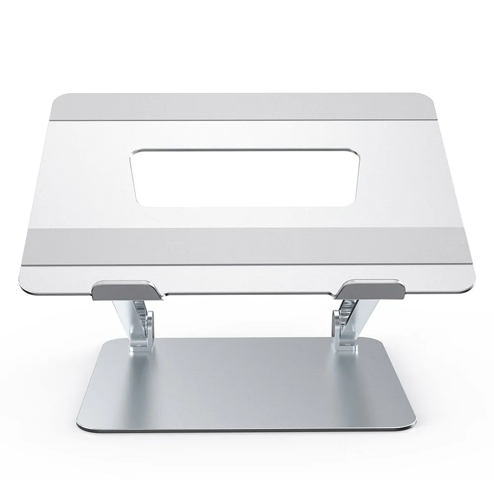 Folding aluminium alloy laptop stand with adjustable lifting height in silver colour