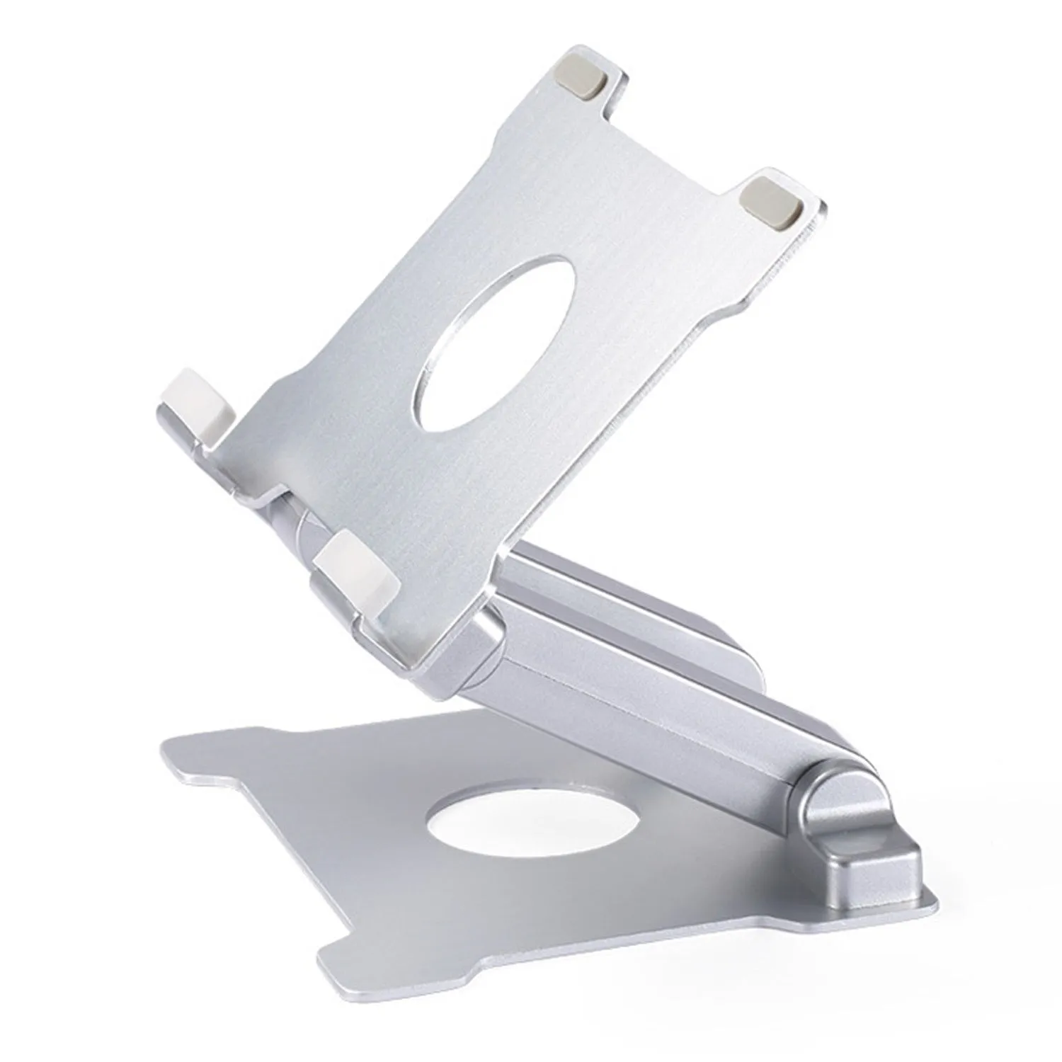 Folding aluminium alloy laptop stand with adjustable lifting height in silver colour