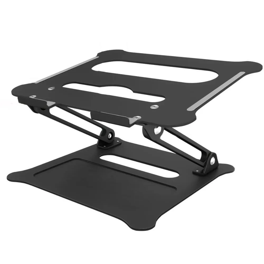 Folding aluminium alloy laptop stand with adjustable lifting height in silver colour
