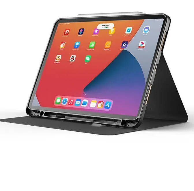 Literature and Art Simple Tablet Protective Case in Crescent Cloud colour, Book Model with pen slot, open to show iPad interior