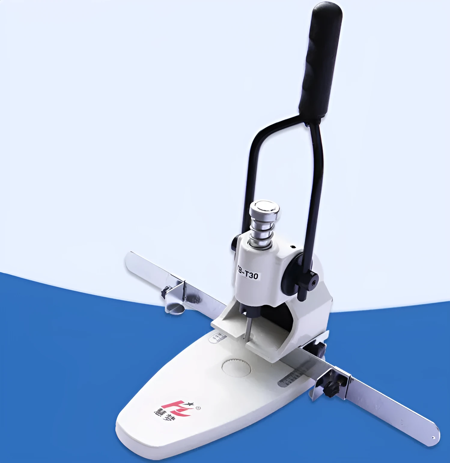 T30 single hole punching machine with adjustable hole pitch and 30mm paper capacity on a desk