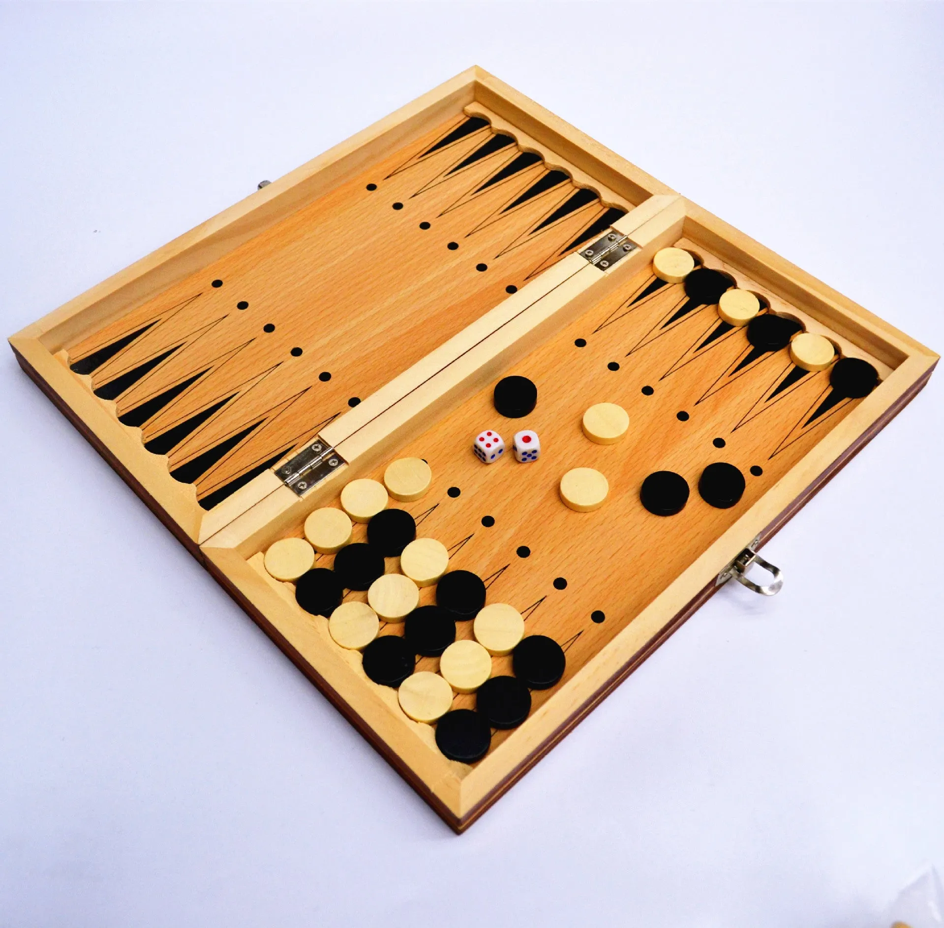 Wooden magnetic 3-in-1 chess set folding board with wooden chess pieces king height 5.5cm