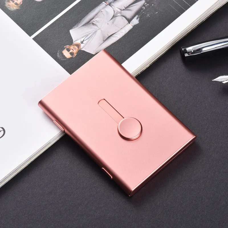 Aluminium hand push card case with 6-layer storage and RFID protection