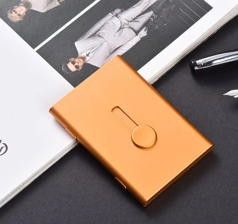 Aluminium hand push card case with 6-layer storage and RFID protection