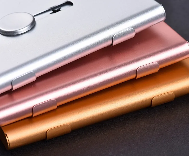 Aluminium hand push card case with 6-layer storage and RFID protection