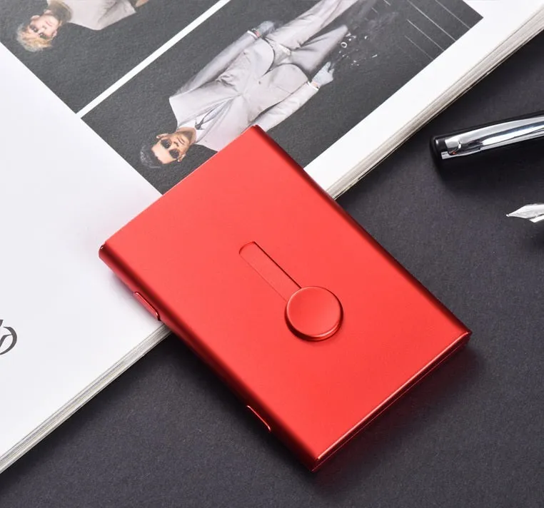 Aluminium hand push card case with 6-layer storage and RFID protection