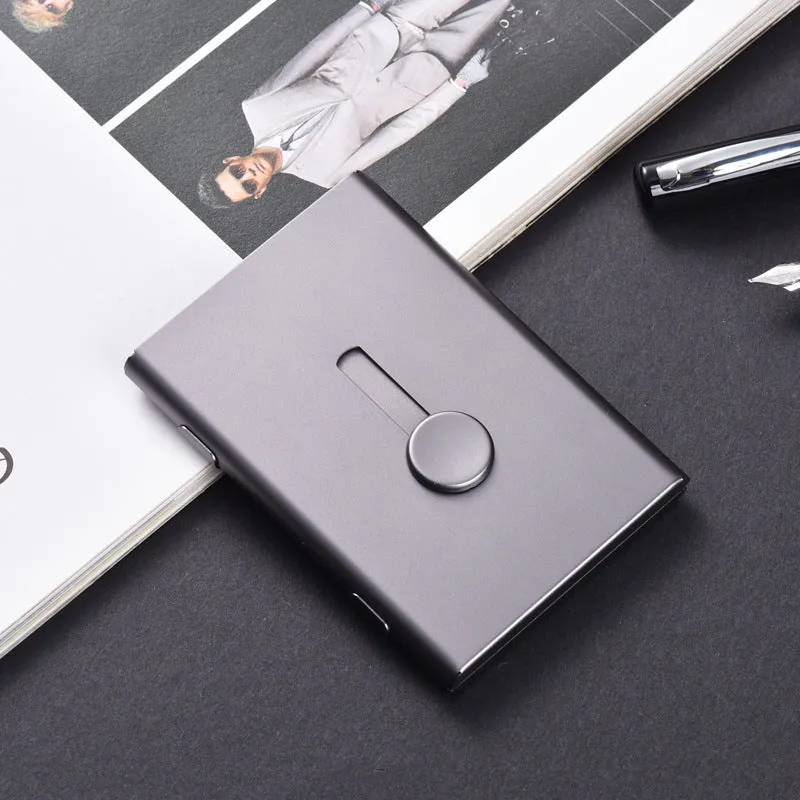 Aluminium hand push card case with 6-layer storage and RFID protection