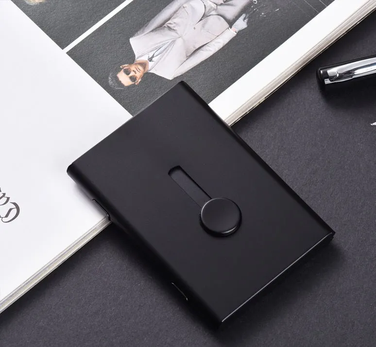 Aluminium hand push card case with 6-layer storage and RFID protection