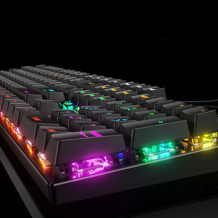 Replaceable axle wired USB mechanical keyboard with 104 keys, metal casing, backlit, black colour