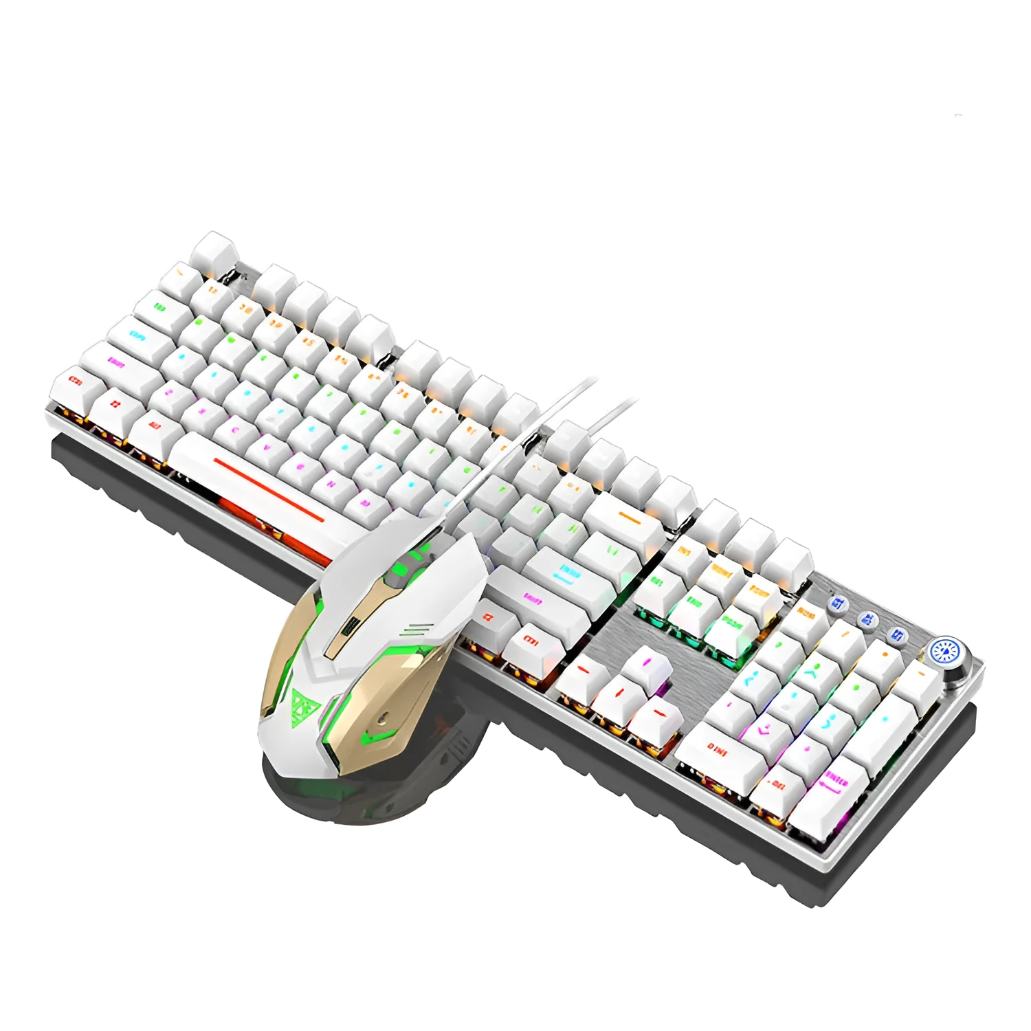 Replaceable axle wired USB mechanical keyboard with 104 keys, metal casing, backlit, black colour