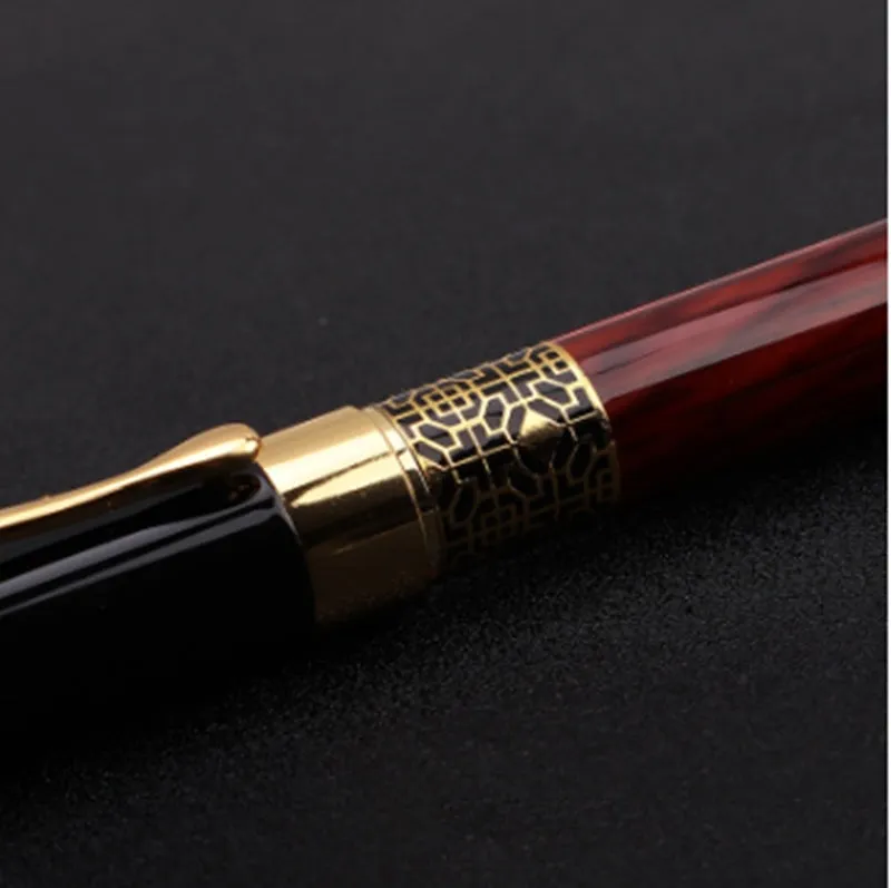 Imitation mahogany metal fountain pen with wood grain finish and 0.5mm tip