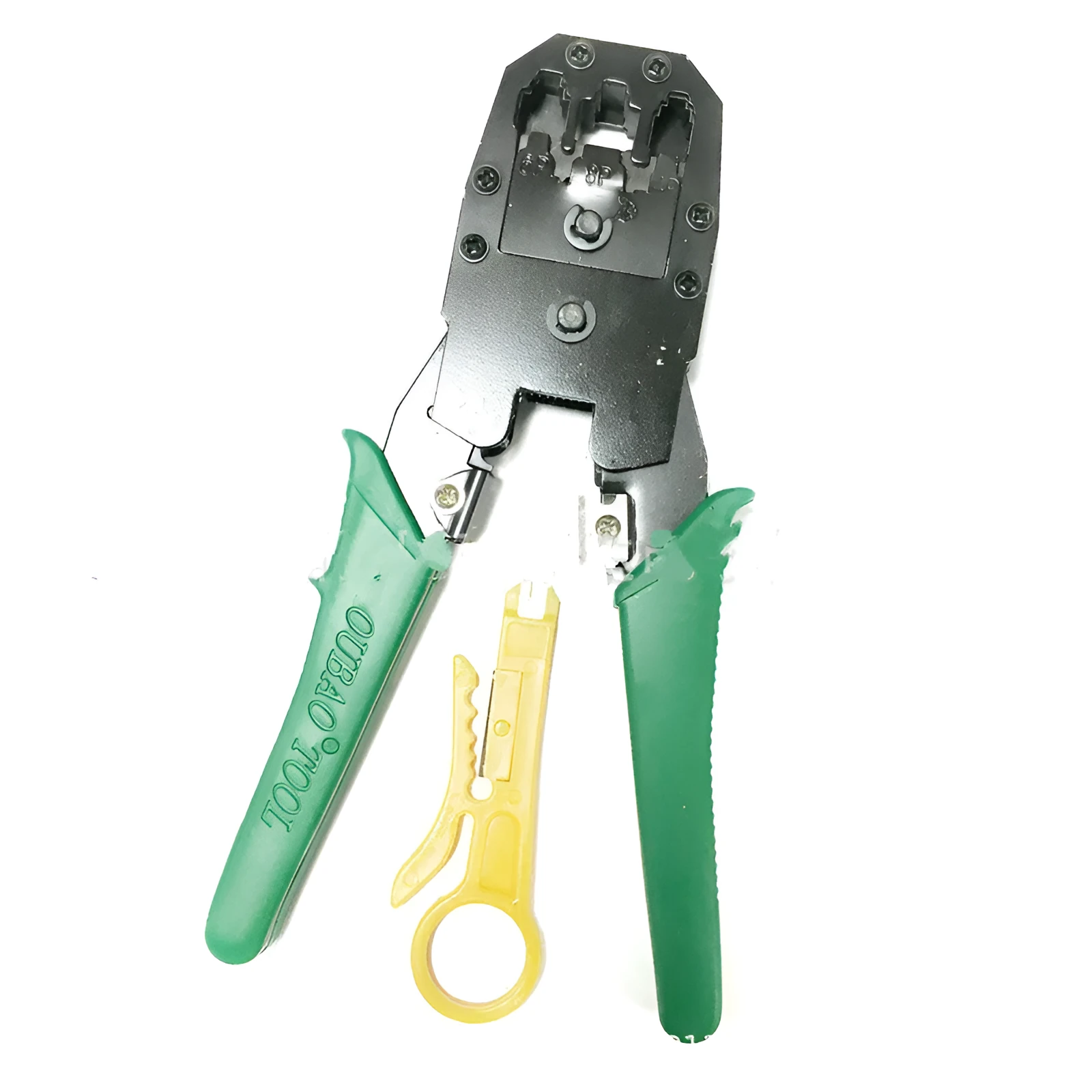Network tool stripping pliers with rubber handle and tool steel clamp head, 200mm total length, 6mm stripping diameter