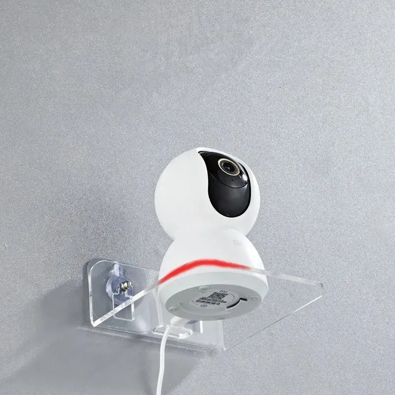 Acrylic right angle camera monitoring bracket, 13.5x11.5x5.5cm, no-drill wall mount in transparent finish