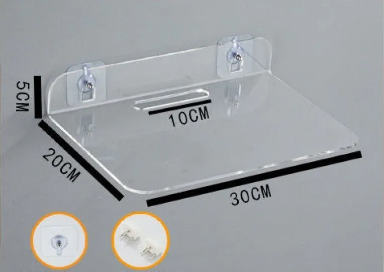 Acrylic right angle camera monitoring bracket, 13.5x11.5x5.5cm, no-drill wall mount in transparent finish