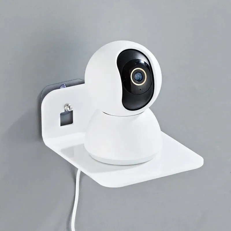 Acrylic right angle camera monitoring bracket, 13.5x11.5x5.5cm, no-drill wall mount in transparent finish