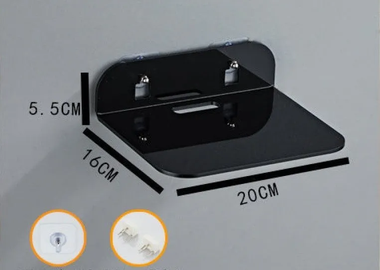Acrylic right angle camera monitoring bracket, 13.5x11.5x5.5cm, no-drill wall mount in transparent finish