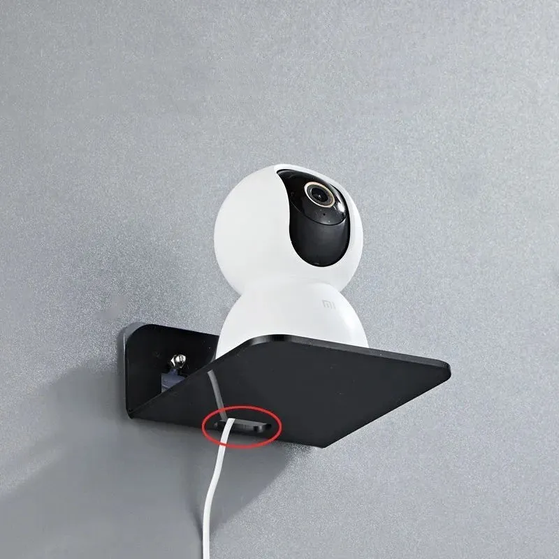 Acrylic right angle camera monitoring bracket, 13.5x11.5x5.5cm, no-drill wall mount in transparent finish