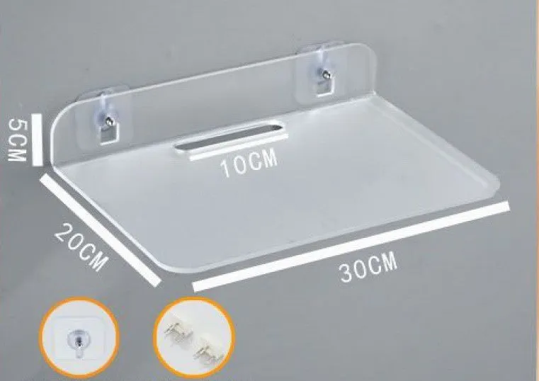 Acrylic right angle camera monitoring bracket, 13.5x11.5x5.5cm, no-drill wall mount in transparent finish