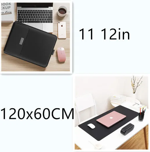 Extra large leather mouse pad in Azure with non-slip backing and waterproof surface