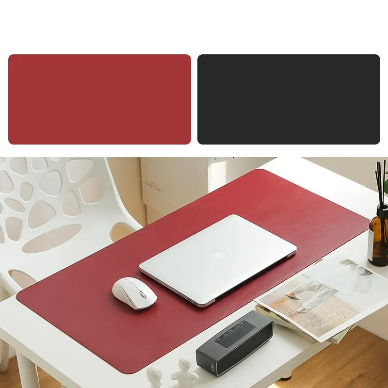 Extra large leather mouse pad in Azure with non-slip backing and waterproof surface