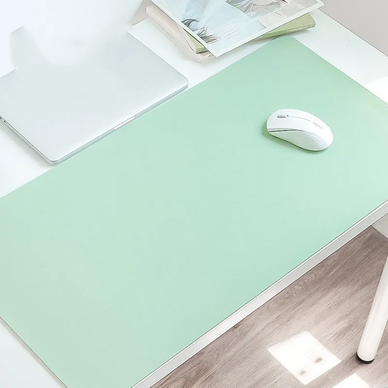 Extra large leather mouse pad in Azure with non-slip backing and waterproof surface