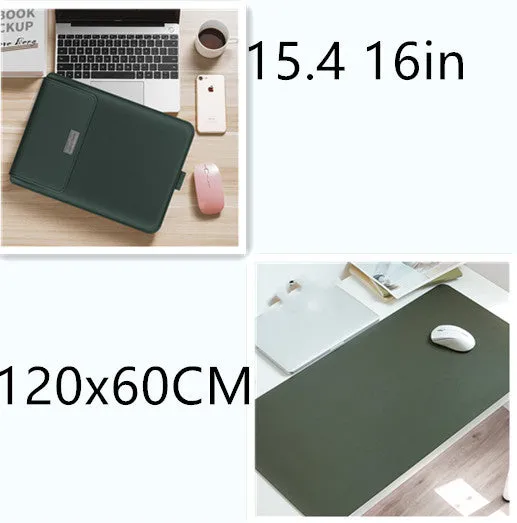 Extra large leather mouse pad in Azure with non-slip backing and waterproof surface