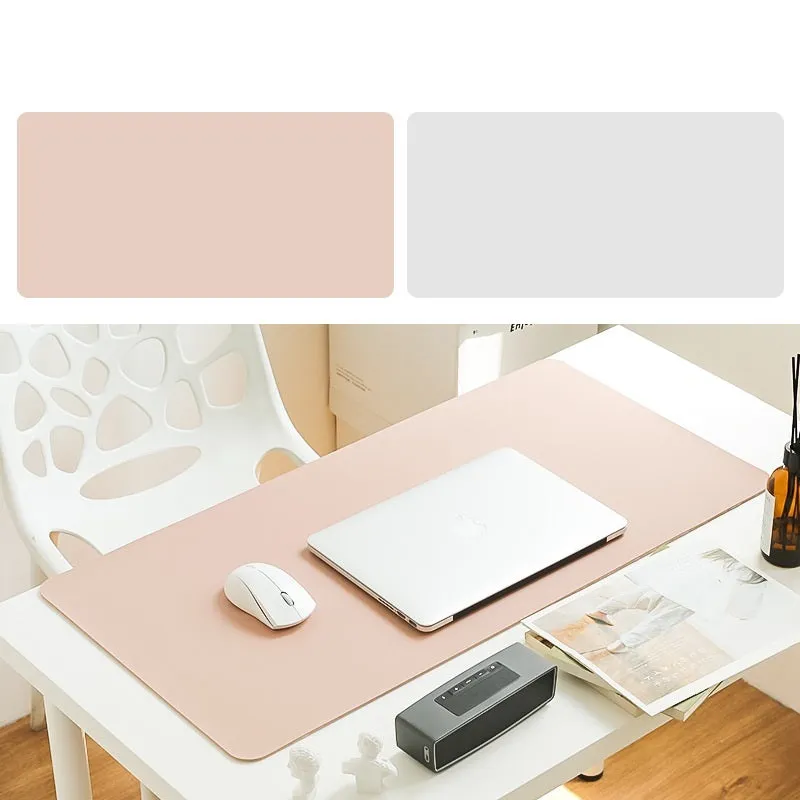 Extra large leather mouse pad in Azure with non-slip backing and waterproof surface