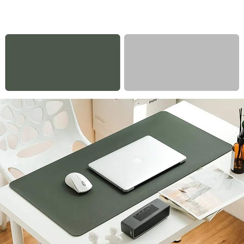 Extra large leather mouse pad in Azure with non-slip backing and waterproof surface