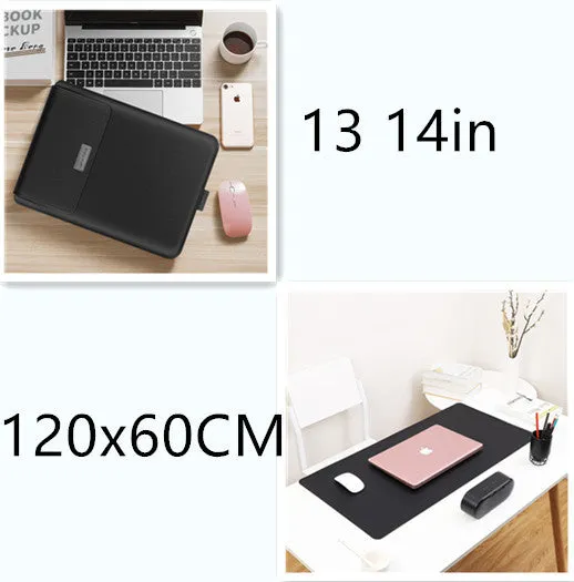 Extra large leather mouse pad in Azure with non-slip backing and waterproof surface