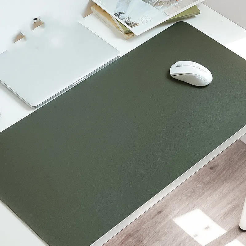 Extra large leather mouse pad in Azure with non-slip backing and waterproof surface