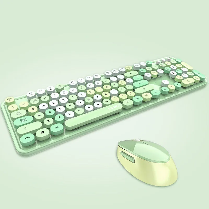 Ferris Hand wireless keyboard and mouse set in lipstick mixed colour with multimedia keys and ergonomic design
