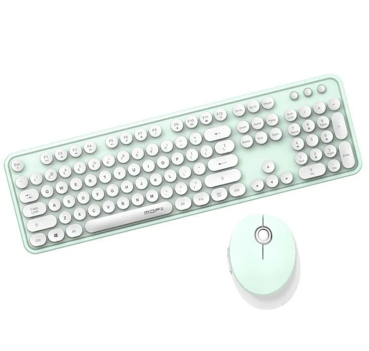 Ferris Hand wireless keyboard and mouse set in lipstick mixed colour with multimedia keys and ergonomic design