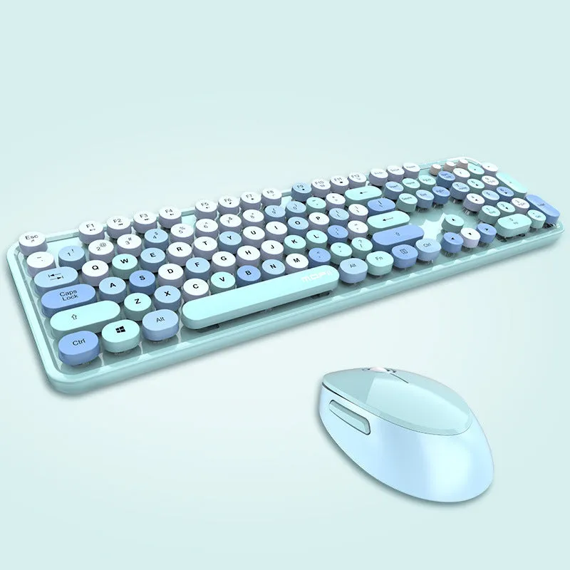 Ferris Hand wireless keyboard and mouse set in lipstick mixed colour with multimedia keys and ergonomic design