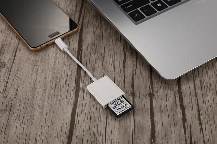 USB 2.0 SD card reader with 10cm black cable and TPE ABS housing