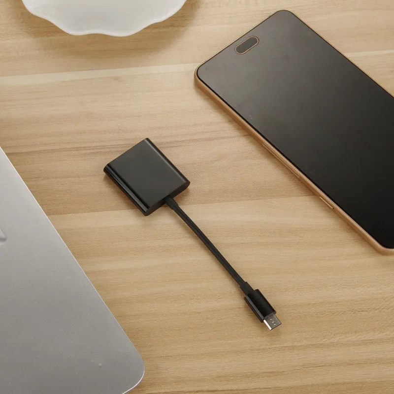USB 2.0 SD card reader with 10cm black cable and TPE ABS housing